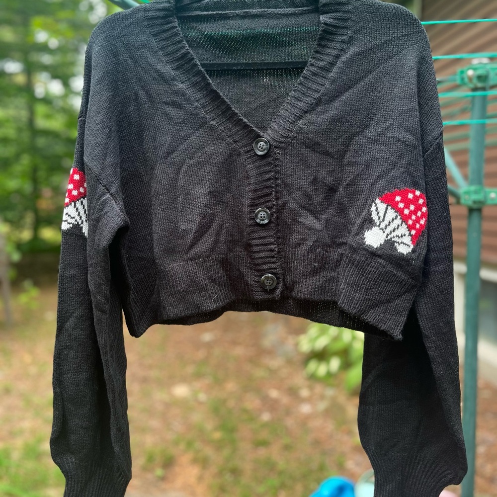 Black Mushroom Cardigan Sweater